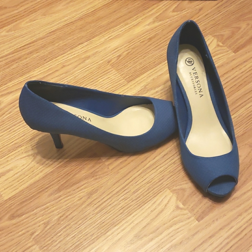 Blue Peep Toe Heels